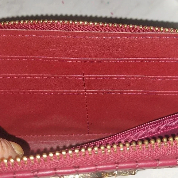 NWT BADGLEY MISCHKA Long Maroon Wallet with Phone Pocket with Wristlet - Picture 9 of 10